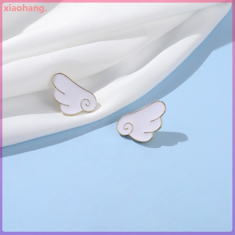 White Angel Wings Enamel Lapel Pins Wings Badge Brooches Jewelry For Backpack Girls Women 3922