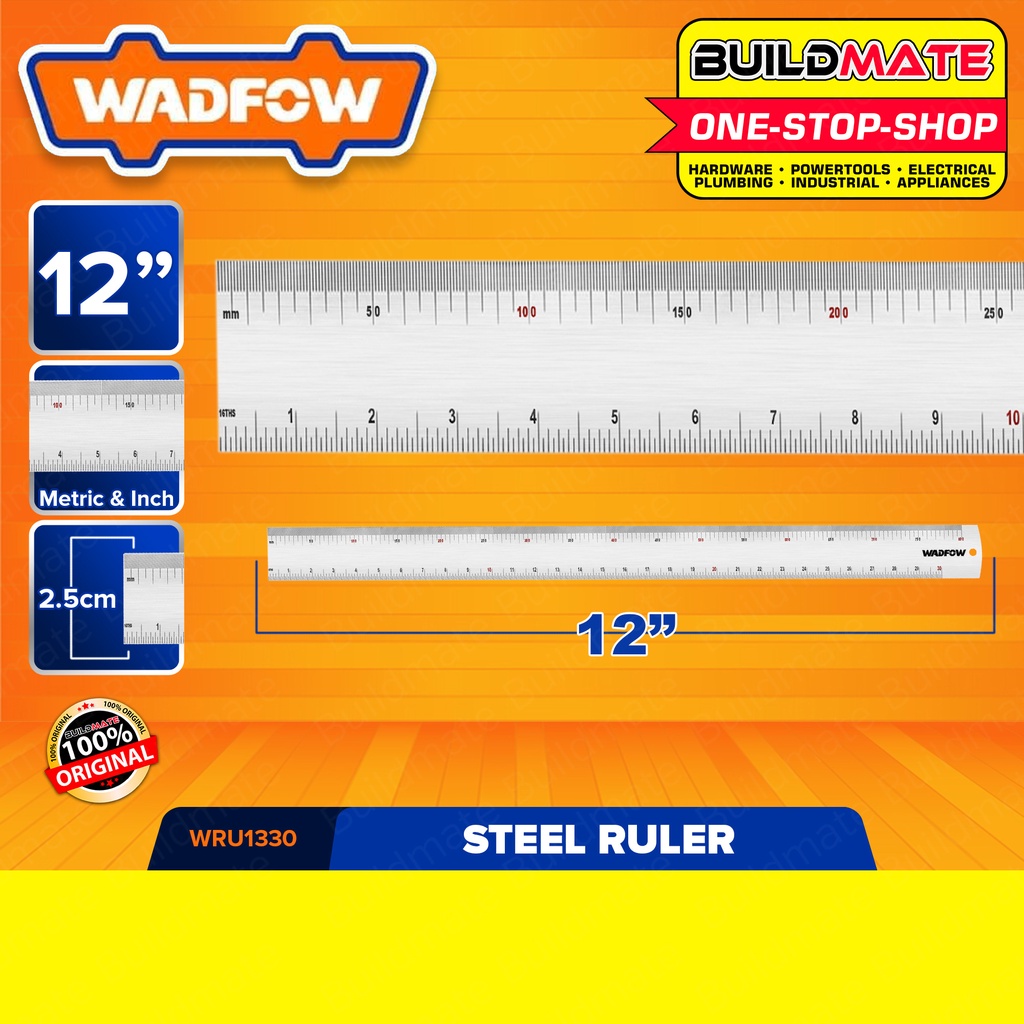 WADFOW 12" 20" 24" Inch Ruler Metric & Inch Stainless Steel Straight Edge Measuring Tool