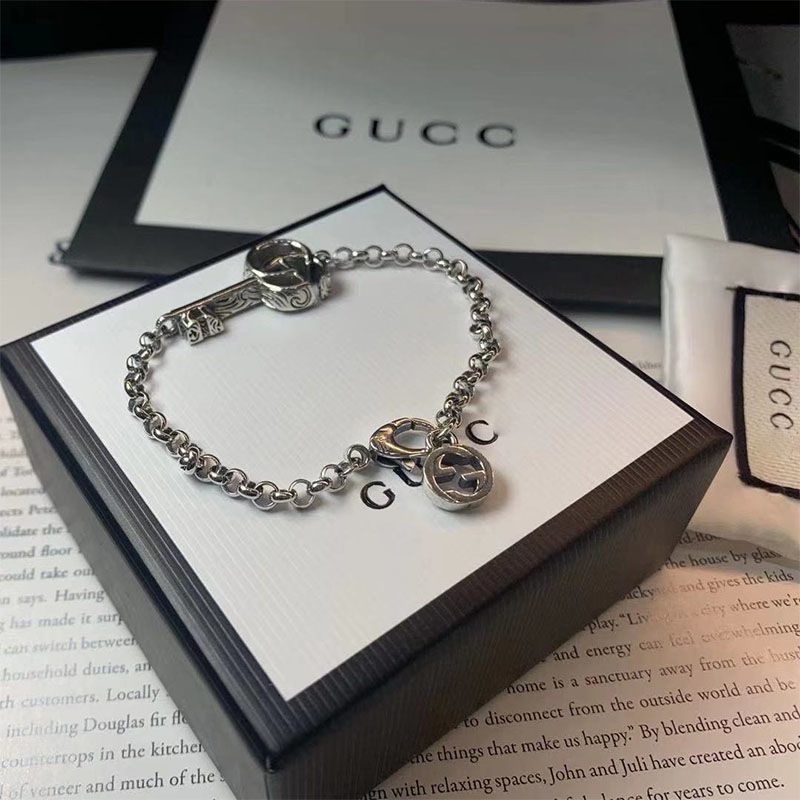 Gucci Retro Home Silver 925 Carved Key Necklace G Shaped Logo Retro Distressed Stylish Pendant Men A Shopee Philippines