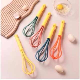 1pc Color Random Silicone Wood Handle Egg Beater For Baking, Kitchen Egg &  Milk Handheld Mixer