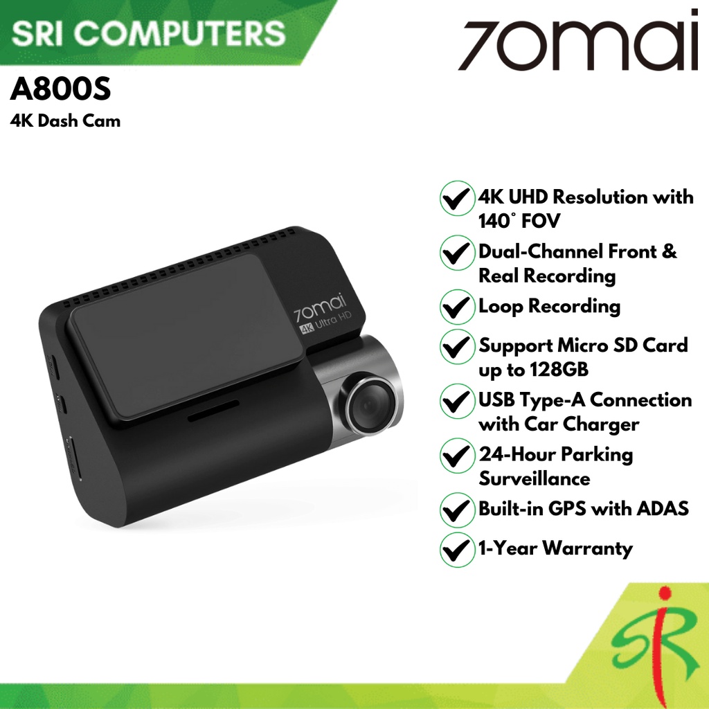 70MAI A800S 4K Dash Cam (1-YEAR WARRANTY) | Shopee Philippines