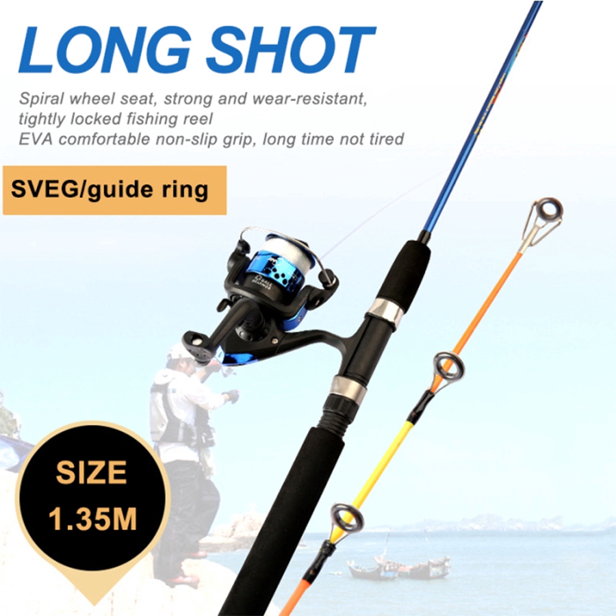 BODECIN Fishing Gear Ultralight Frp Canne Feeder Fishing Rod Spinning  Casting Lure Rod Tube Spares With Reel 1.35m Fish Pole Hand Fishing Tackle  Carp