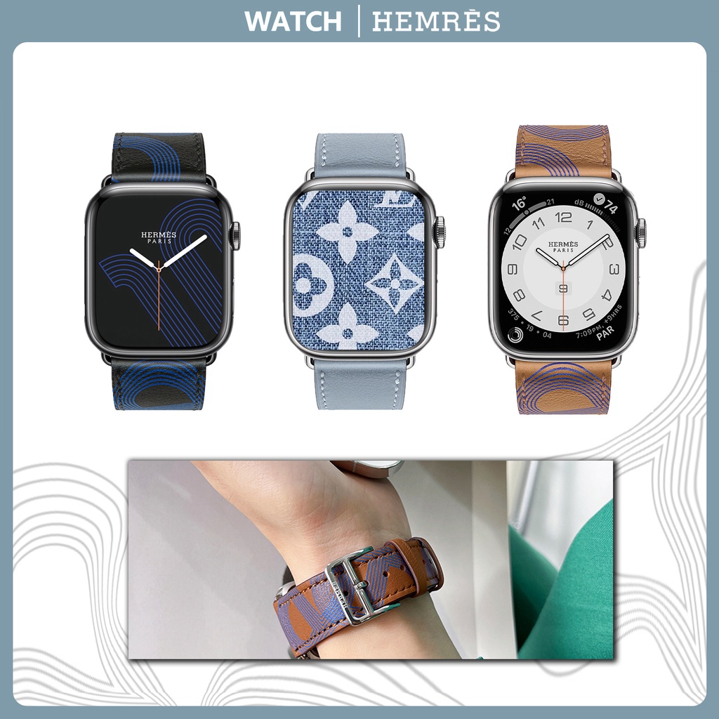 New Color Apple Leather Strap Apple Watch Classic Strap iwatch Hermes  Fashion Single Lap Classic Strap iwatch567 Series Universal