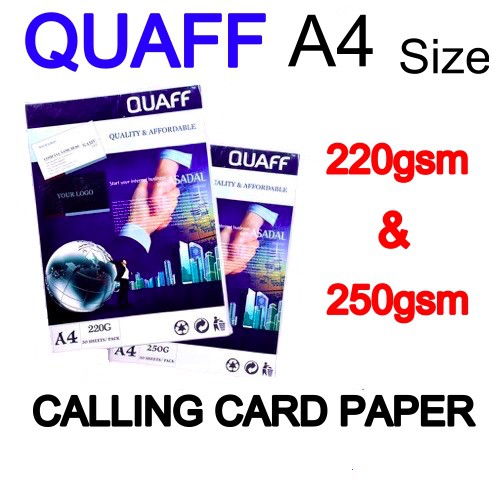 White Calling Card Paper A4 220 250gsm 50sheets Matte Quaff Brand