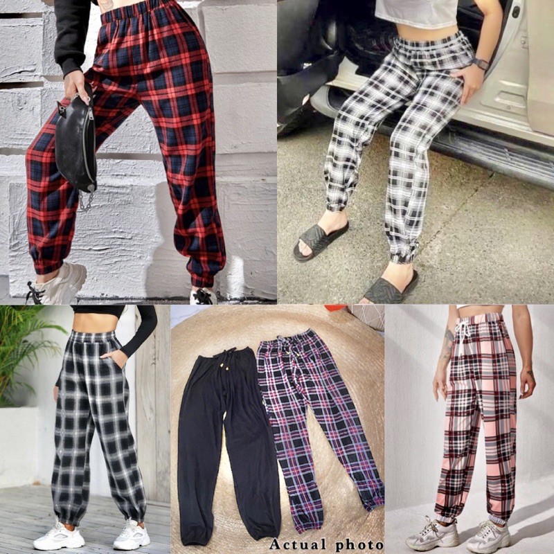 New Trendy Inspired Designs Plaid Cotton Drape Jogger Pants For Women Good Quality JB73 Shopee Philippines