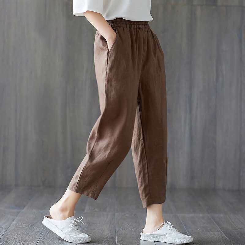 Cotton and Linen Casual Pants Women's Trousers Korean Version of Loose ...