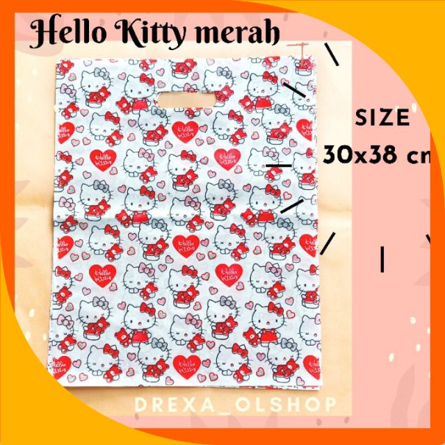 MERAH Red hello Kitty patterned plastic bag, size 30x38 cm | Shopee ...