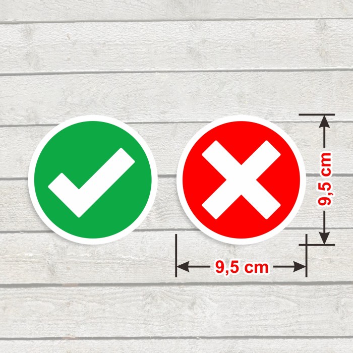 Round Sign Check Cross Sticker Round Cross Check Mark Sticker diameter ...