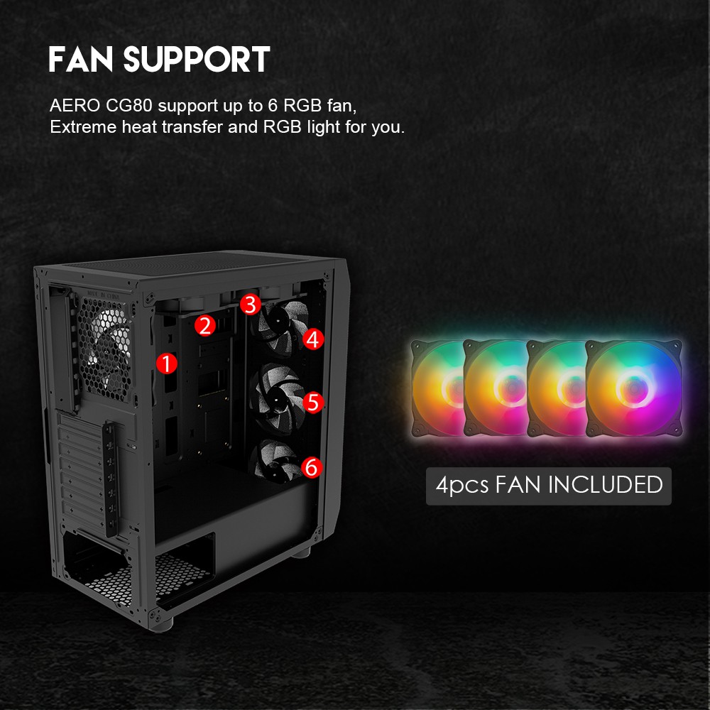 Fantech CG80 Aero Middle Tower Case FREE 4 CASING FAN (SUPPORT ATX ...