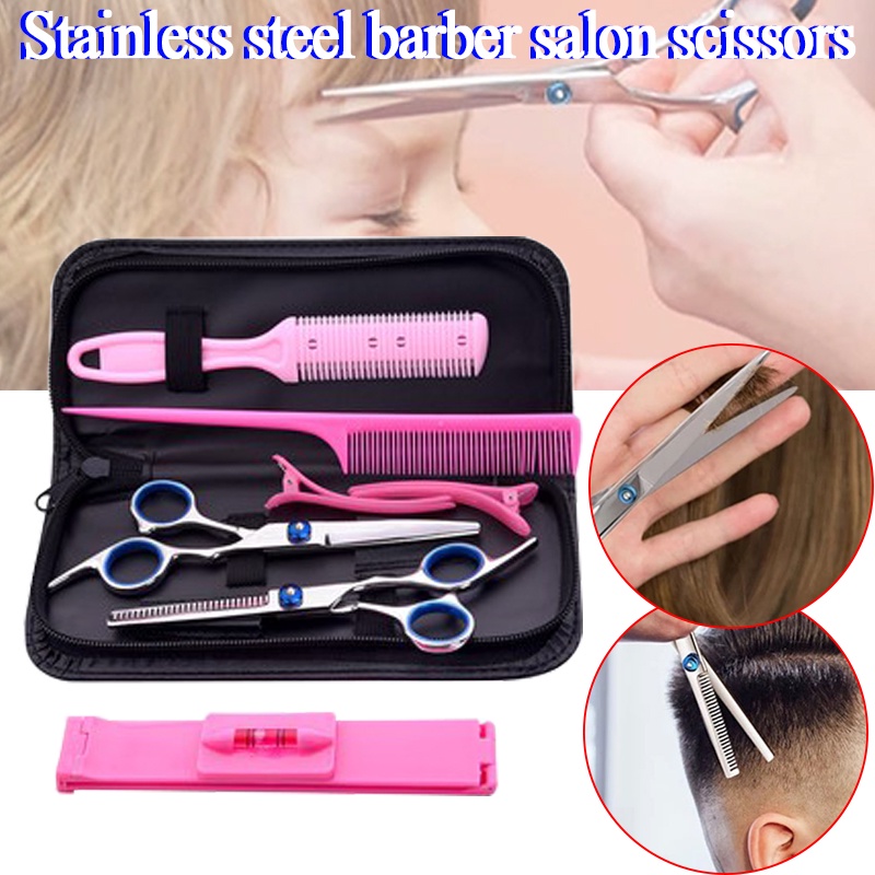 Stainless steel barber salon scissors set Bangs hair cut combination ...