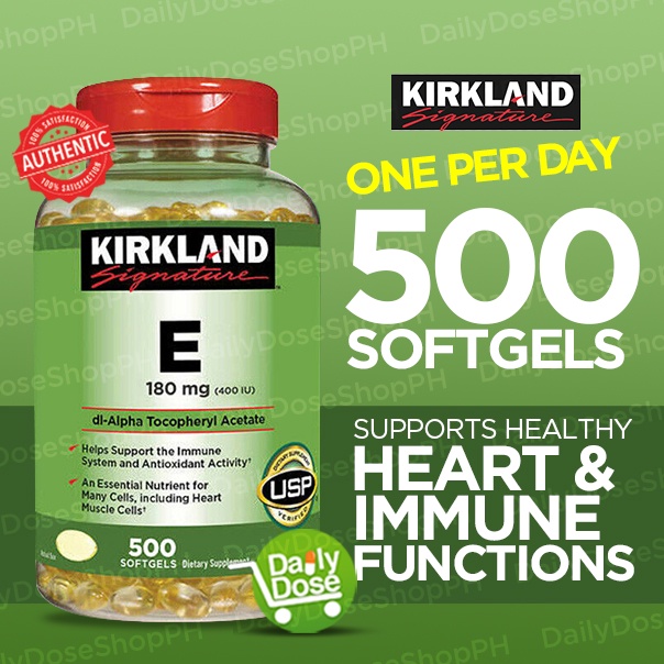 Kirkland Vitamin E 180 mg 400 IU 500 Softgels Shopee Philippines