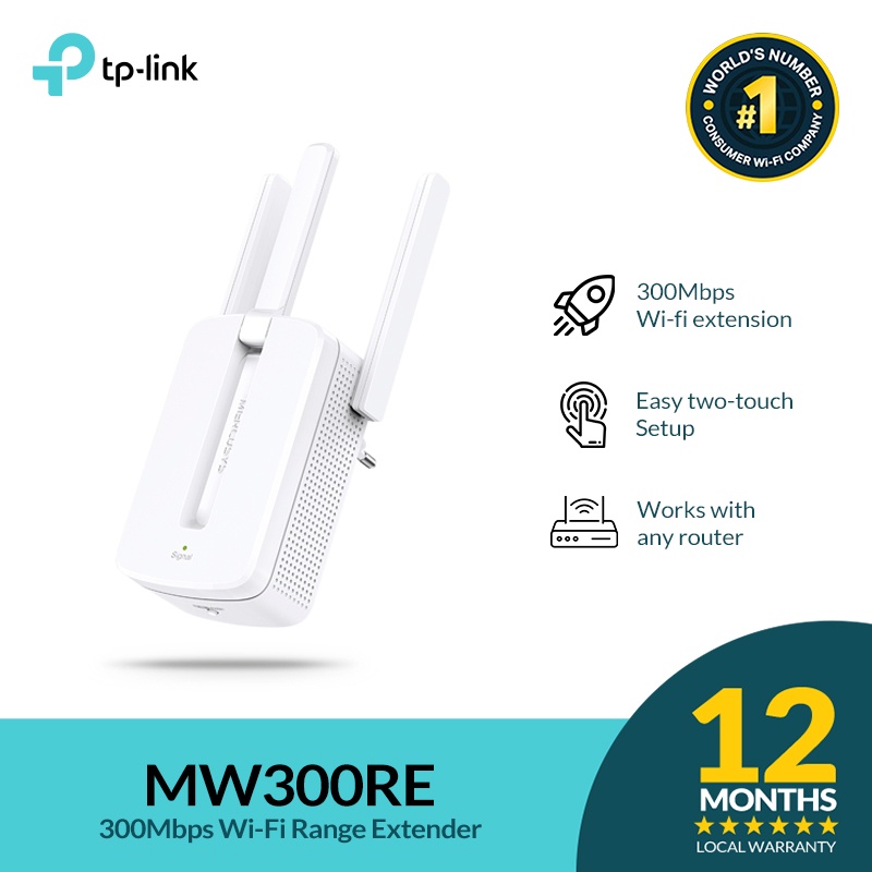 TPLink Mercusys MW300RE 2.4ghz 300mbps WiFi Range Extender Wireless