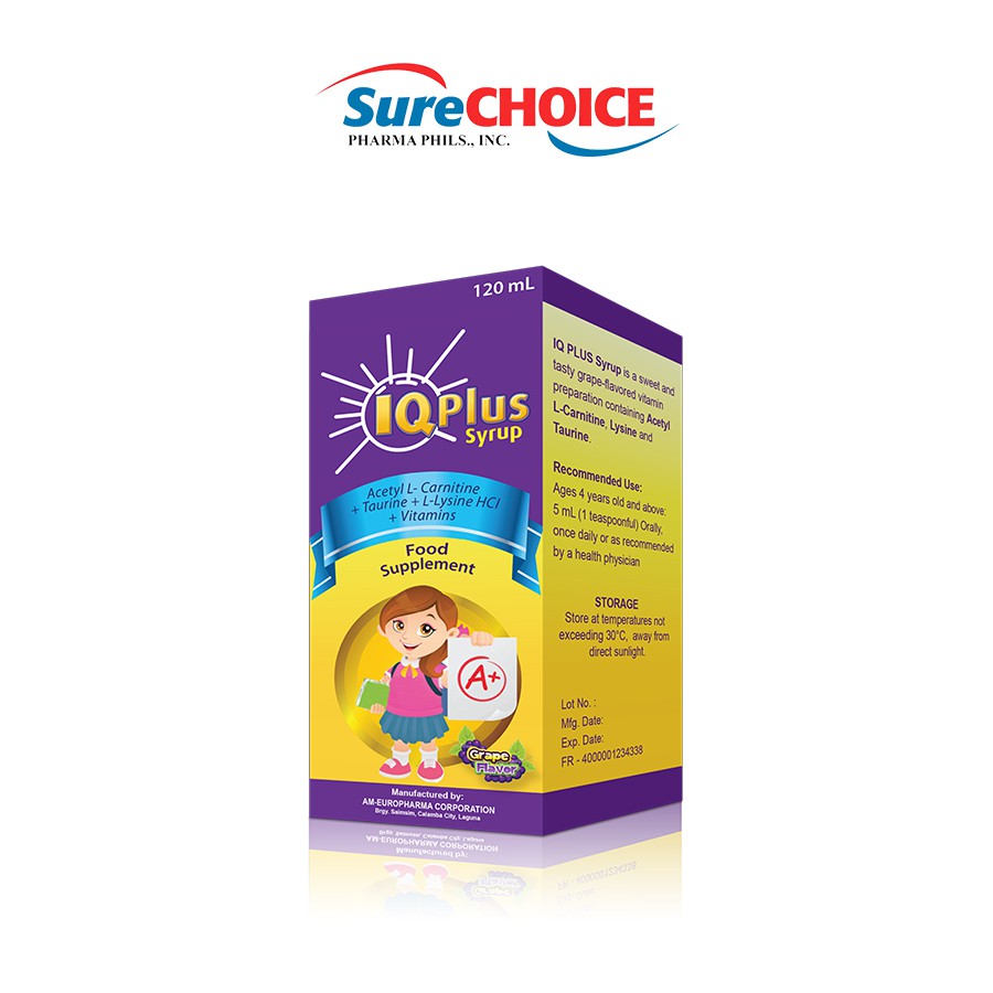 IQ Plus Syrup Acetyl L-Carnitine + Taurine + L-Lysine HCI + Vitamins Food  Supplement 120mL | Shopee Philippines
