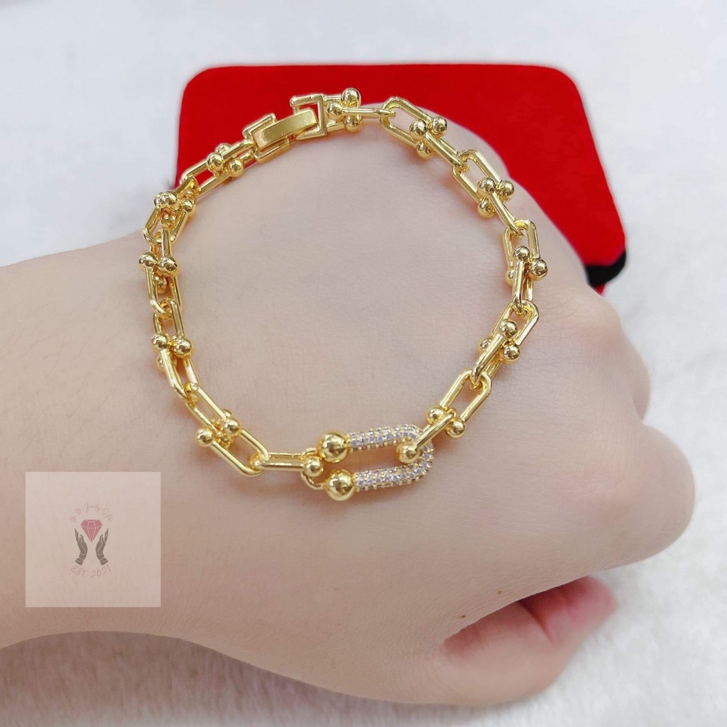 High Quality 10k Gold Stainless Steel Paper Clip Bracelet Made In Korea Shopee Philippines 7605