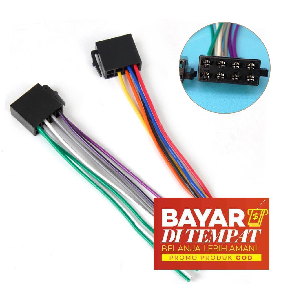 2 Pieces Car Tape Head Unit Cable ISO Socket can be used for Single DIN ...