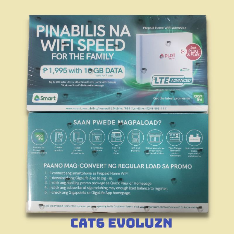 PLDT HOME PREPAID WIFI(EVOLZN FXID4/CAT 6)FREE 10GB/ ANTENNA PORT