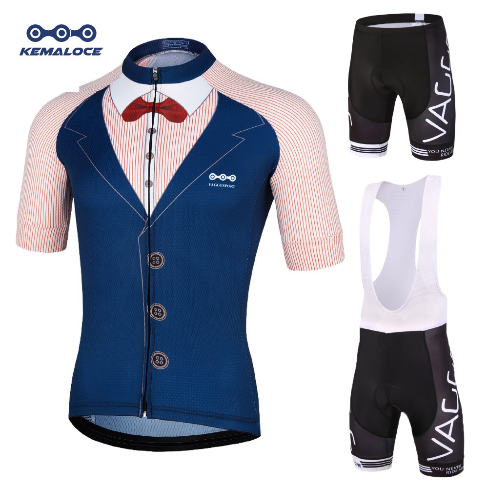 KEMALOCE 2023 Blue Team Cycling Jersey Set Short Sleeve Breathable