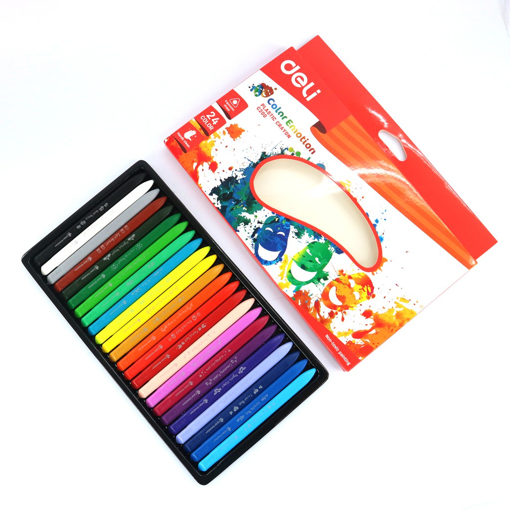 Deli EC20020 School Supplies- Plastic Crayons 24 Colors (1SET) | Shopee ...