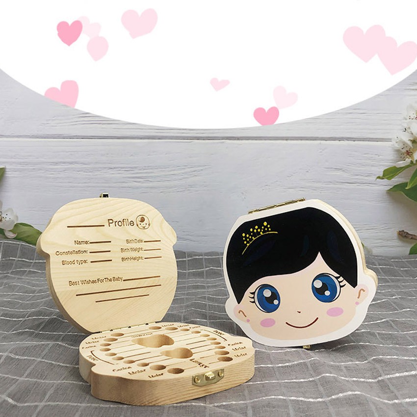 GEEBON Tooth Box Teeth Storage Wooden Umbilical Cord Case Memory Box ...