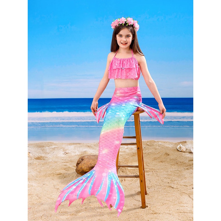 Girls Mermaid Tail Children Mermaid Princess Bikini Fishtail Swimsuit ...