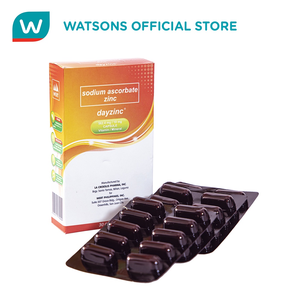 DAYZINC Vitamin C (Sodium Ascorbate + Zinc) 30 Capsules Shopee