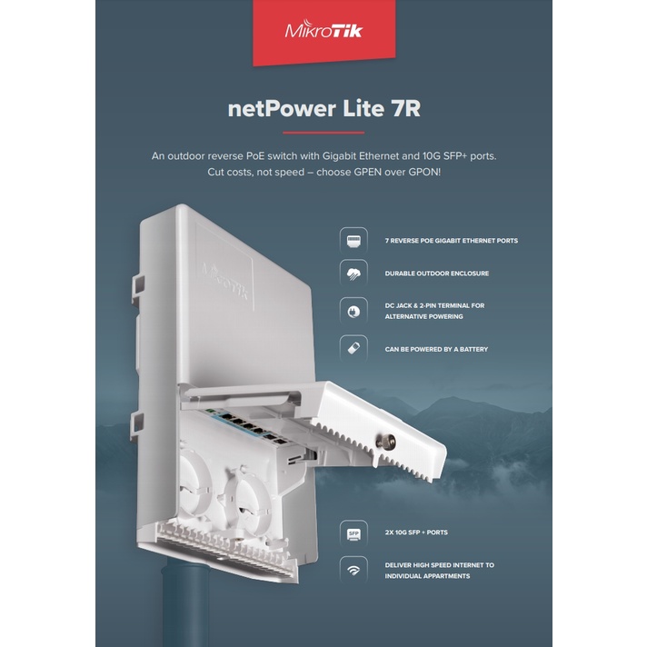 Switch Outdoor Mikrotik CSS610-1Gi-7R-2S NetPower Lite 7R