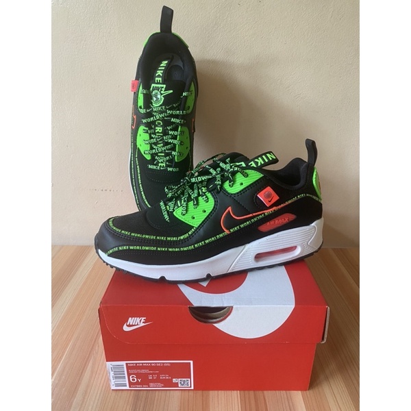 NIKE Airmax 90 SE2 GS Black Flash Crimson Shopee Philippines