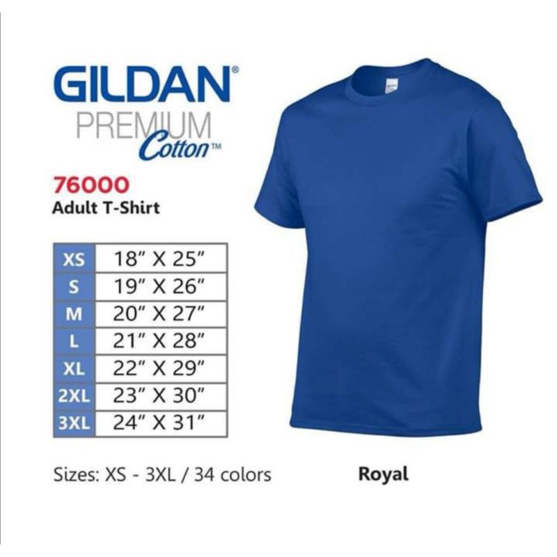 Gildan Royal Blue Premium Cotton Shirt 76000