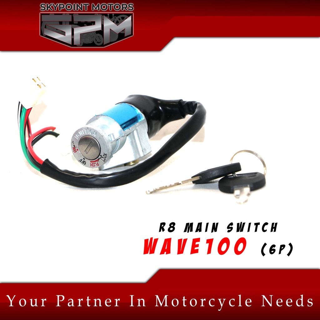 R8 MOTORCYCLE IGNITION SWITCH FOR HONDA WAVE 100 6 PIN MADE IN THAILAND