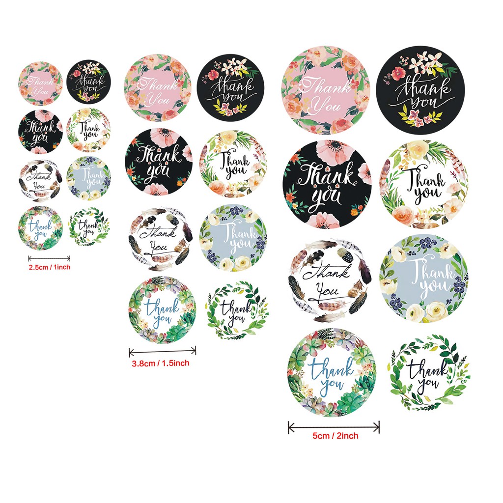 2 inch/5cm Round Floral Thank You Stickers 500pcs for Wedding Favors ...