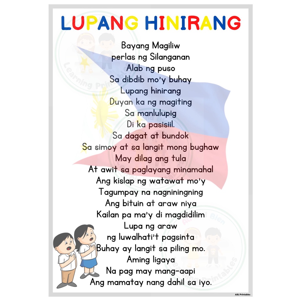 Lupang Hinirang Lyrics PDF, 57% OFF