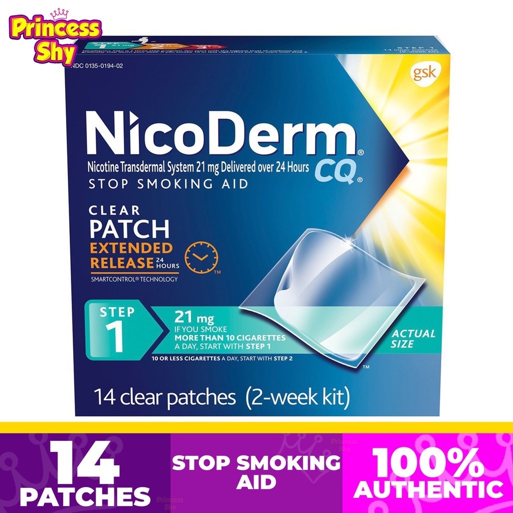 NicoDerm CQ Clear Patch Step 1 Extended Release Stop Smo.king Aid 14