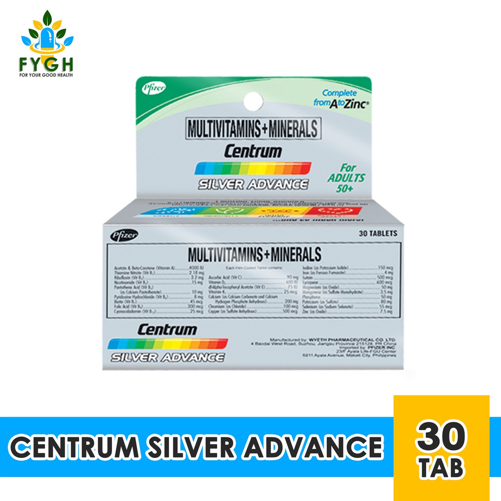 Centrum Silver Advance Multivitamins + Minerals 30pcs/Bottle Shopee