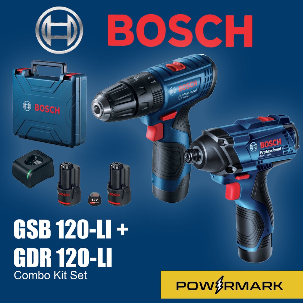 BOSCH GSB 120-LI + GDR 120-LI Combo Kit Set Cordless Drill Driver ...