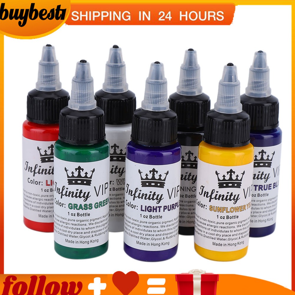 7 Colors Semi-permanent Tattoo Inks Set Longlasting Eyeliner Eyebrow ...