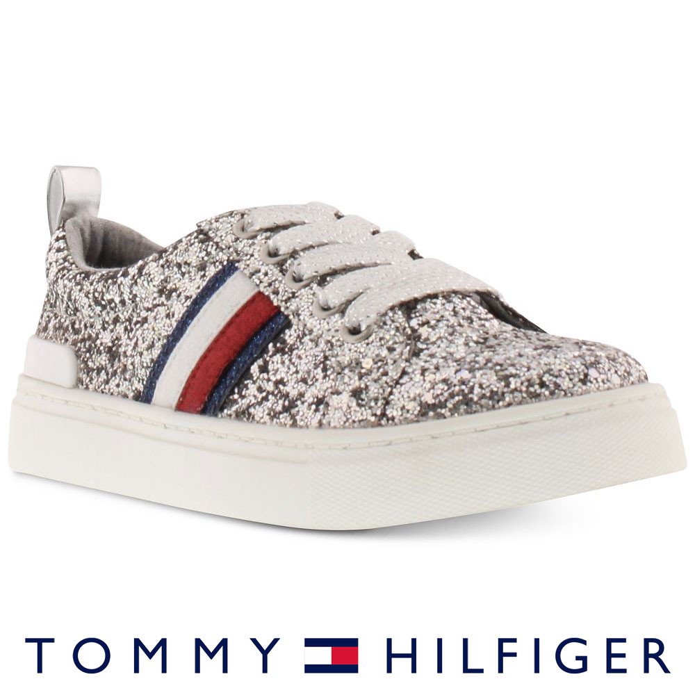 Authentic TOMMY HILFIGER Toddler Girls Kids Silver Glittered Shoes