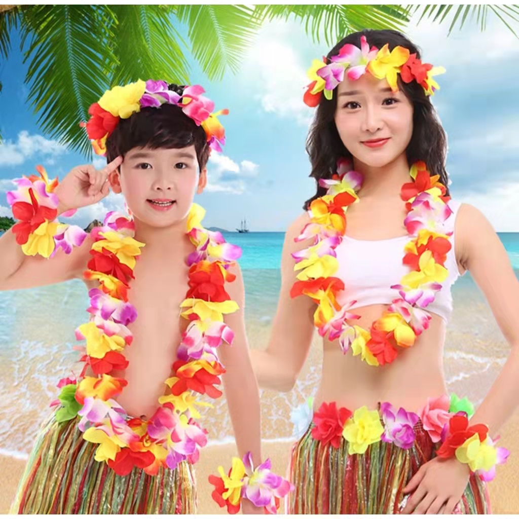 Hawaiian Flower leis Garland Necklace Fancy Dress Party Hawaii Beach Party  Decoration | Shopee Philippines