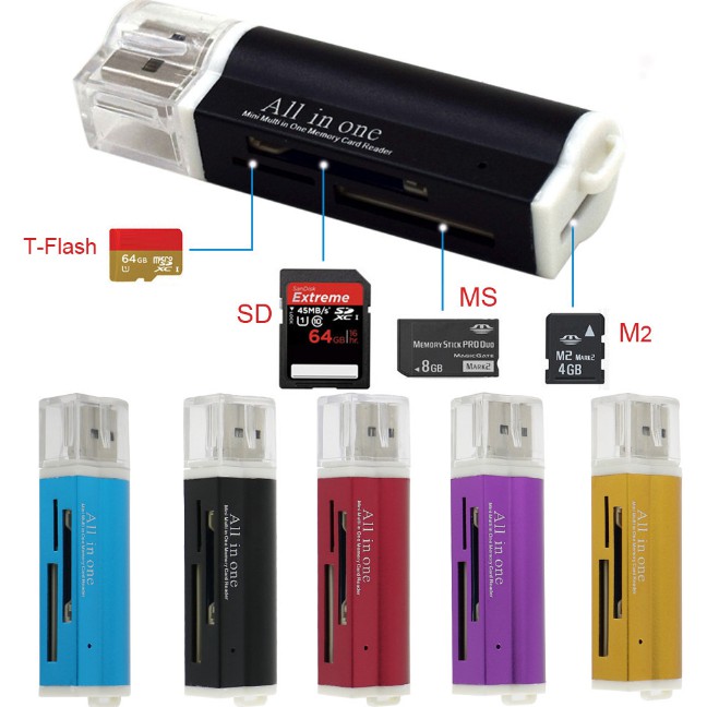 All in One USB 2.0 Multi Memory Card Reader Adapter For TF M2 MS Plug ...