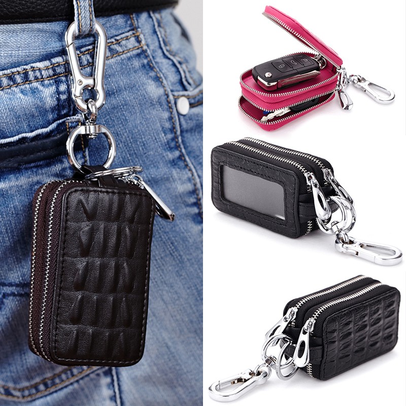 Crocodile Pattern Key Case Genuine Leather Men Car Key Holder Double