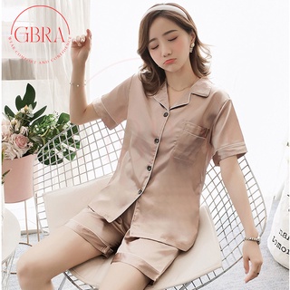 Korean silk short sleeve plain comfortable terno pajamas/sleepwear