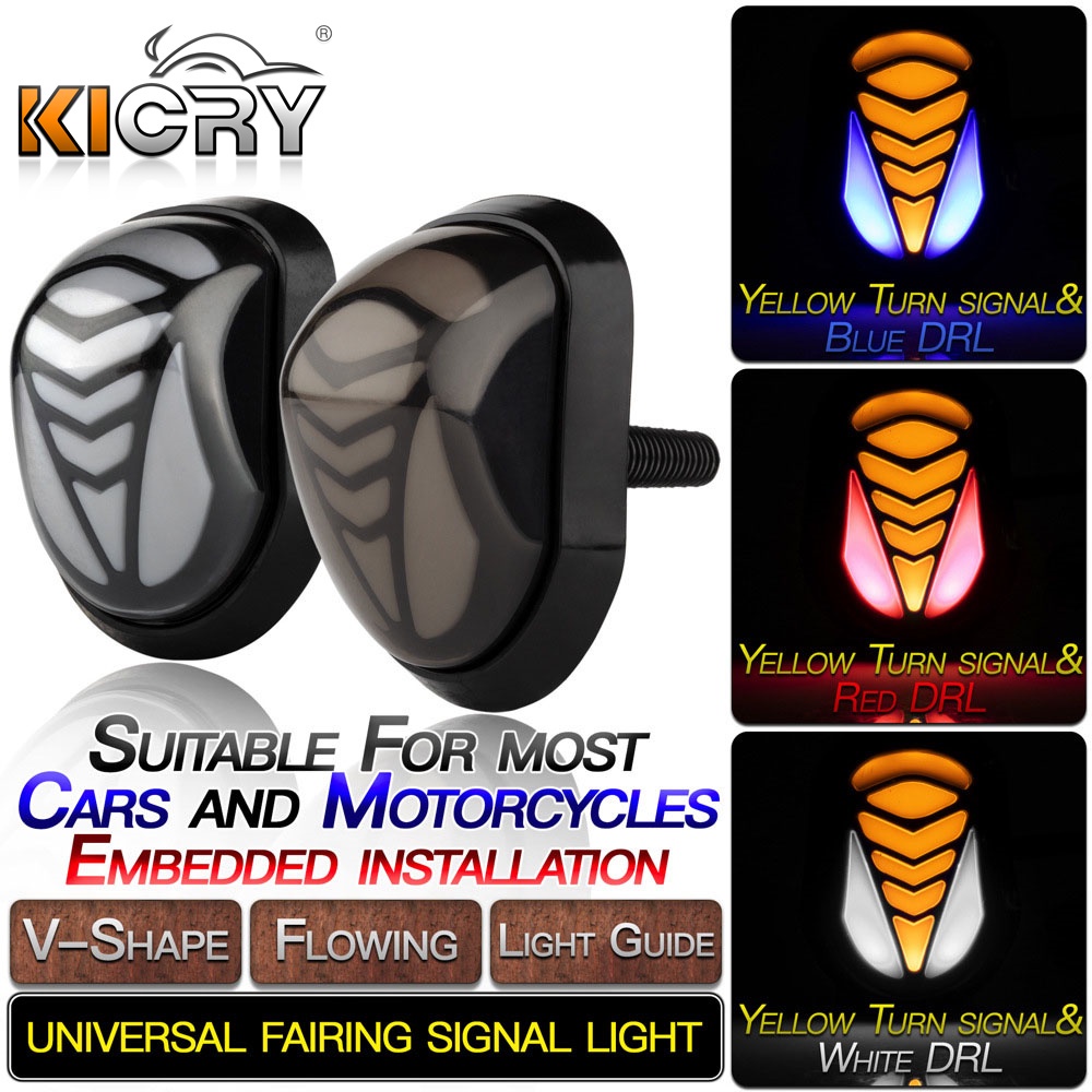 KICRY Motor Universal 10mm Flush Mount Motorcycle Turn Signals