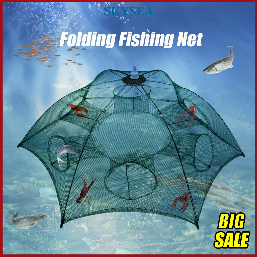 Folding Fishnet 6/8/10/12/16 Holes Fish Cage Foldable Trap Crab Shrimp  Cages Fish Trap Fishing Net