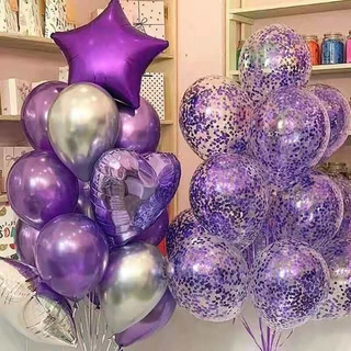 100Pcs/lot Purple Heart Laser Sequined Rain Balloon Pendant Romantic  Wedding Room Birthday Party Decoration Balloon