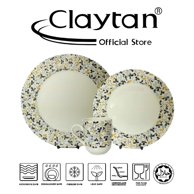 CLAYTAN Falling Leaf Complete Range Lead Safe Ceramic Tableware Pinggan