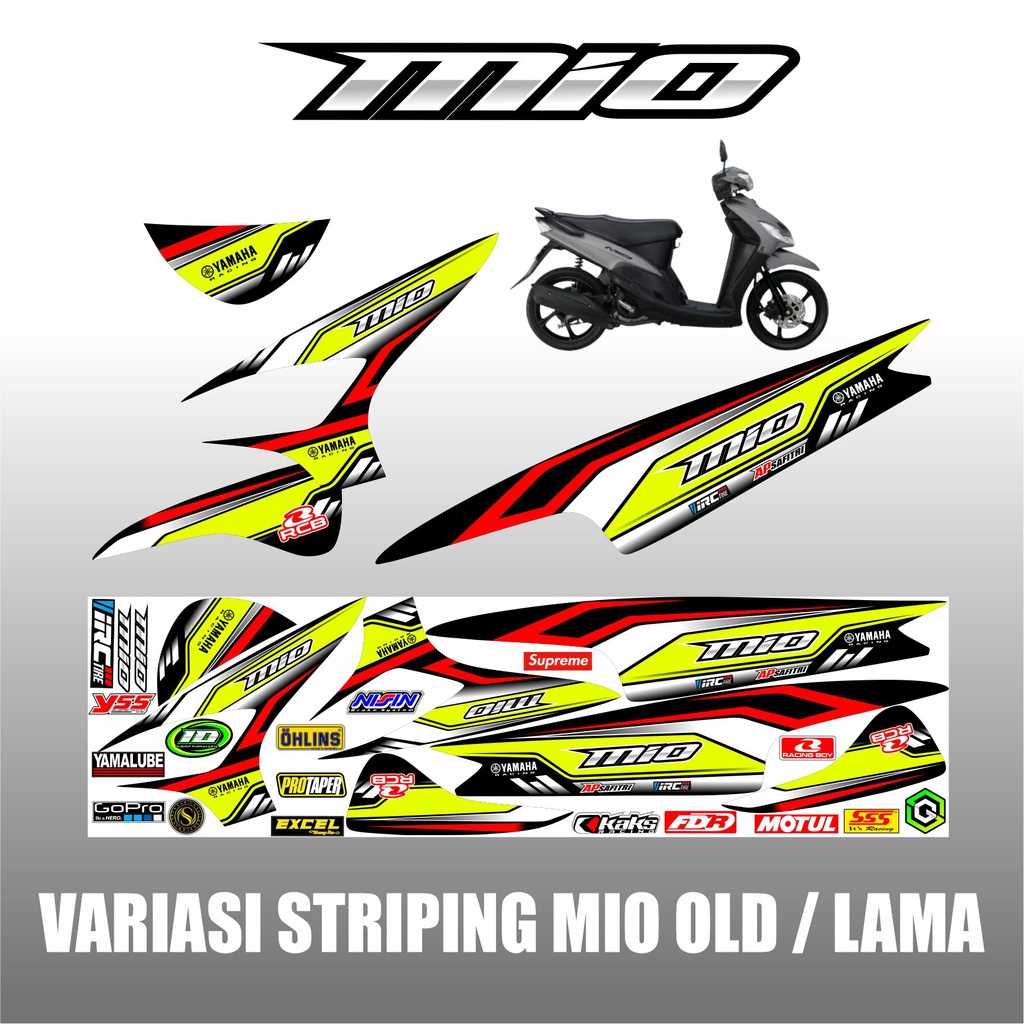 HIJAU MIO RACING STRIPING OLD MIO STICKER/ 2201 BLACK GREEN COMBINATION ...
