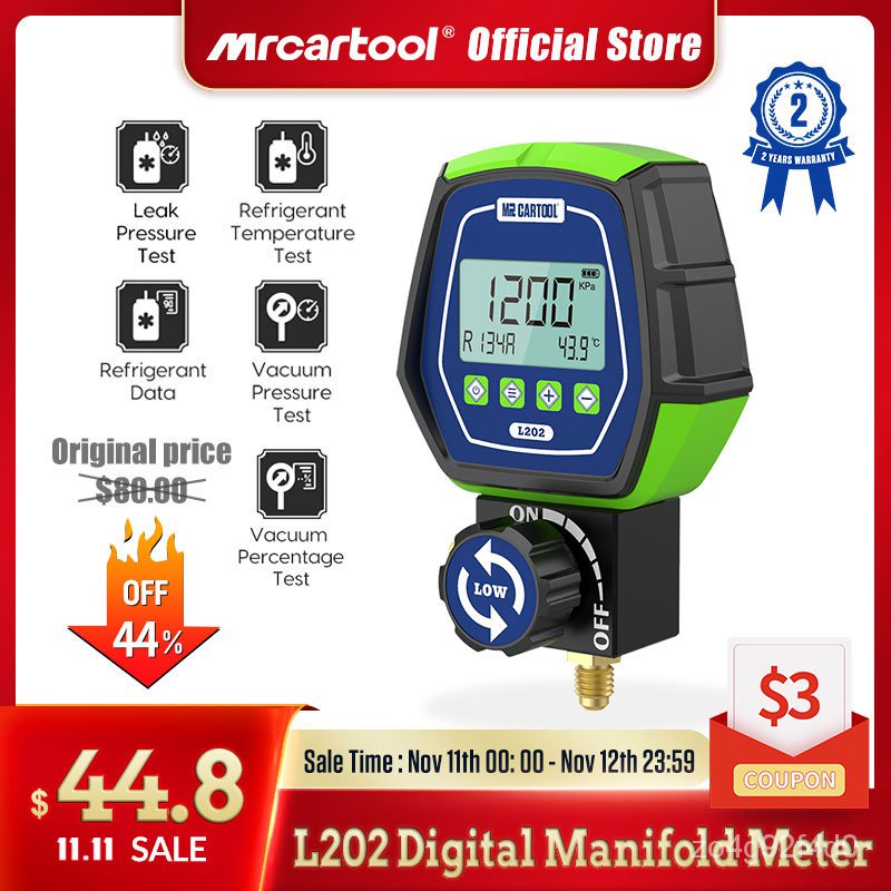 MRCARTOOL L202 Air Conditioner Refrigerant Leak Tester Pressure Gauge