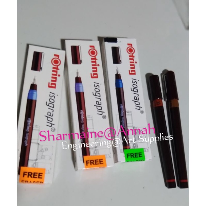 Ready Stock】◐☢☬Rotring Isograph Technical Pen with FREE Eraser (0.1,0.2,0.3, 0.4,0.5,0.6,0.7,0.8)