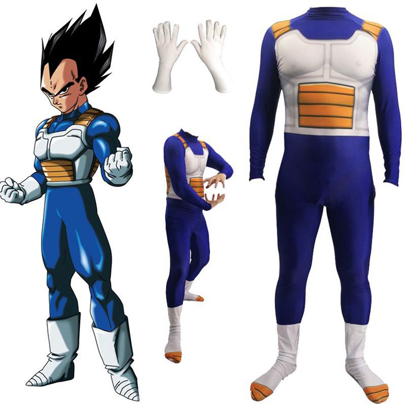 Kids Men Anime Dragon Ball Z Vegeta Jumpsuit Cosplay Costume Zentai Suit Halloween Party Muscle ...