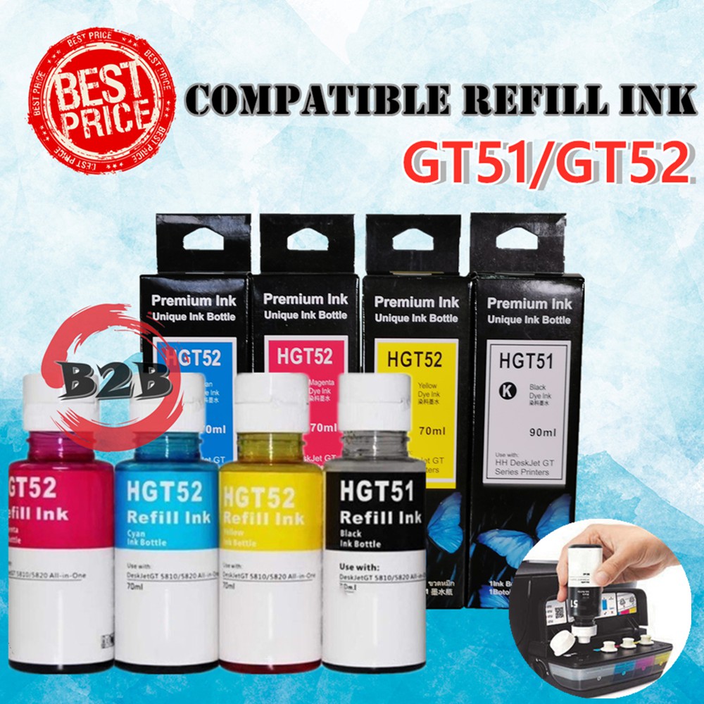 set HP GT51 GT52 smart tank ink - Dye Ink Compatible Refill Ink For HP ...