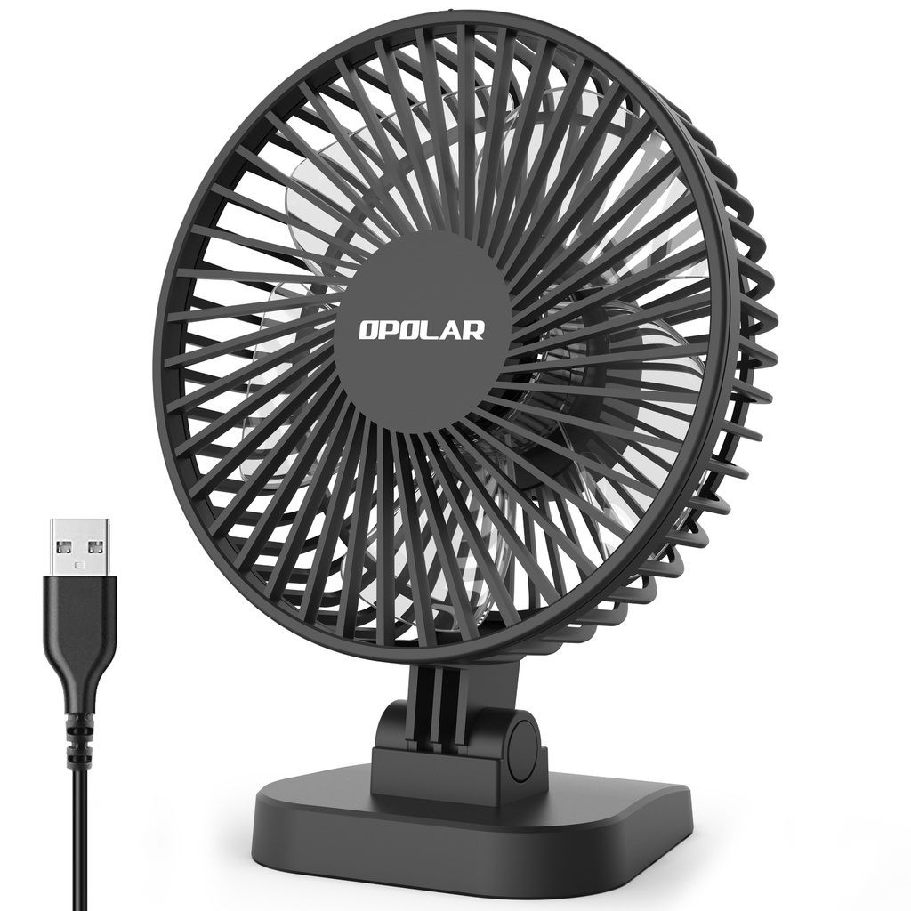 OPOLAR 4 Inch Mini USB Desk Fan with 3 Setting, Small Personal Quiet